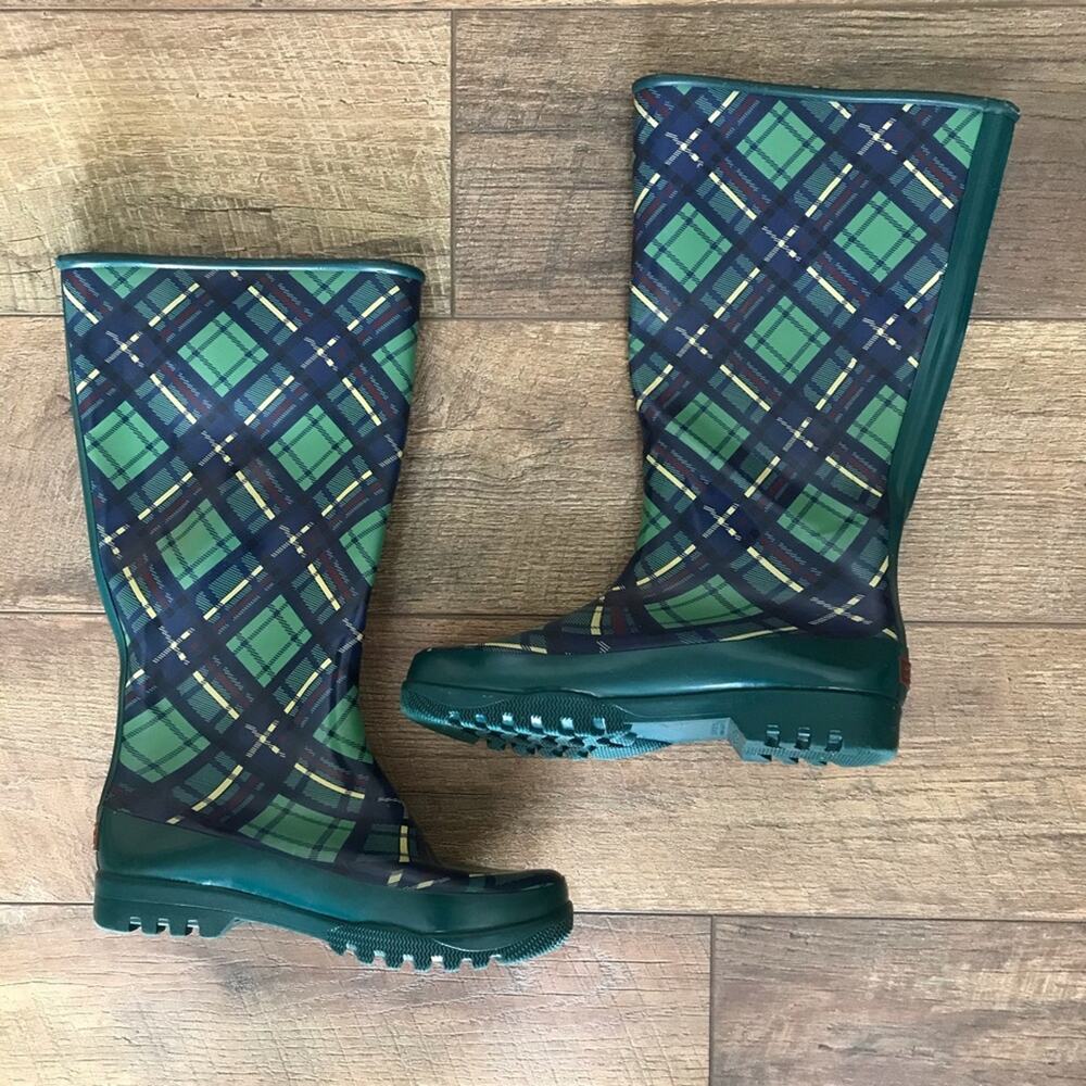 Sperry Plaid Waterproof Rubber Rain Boots